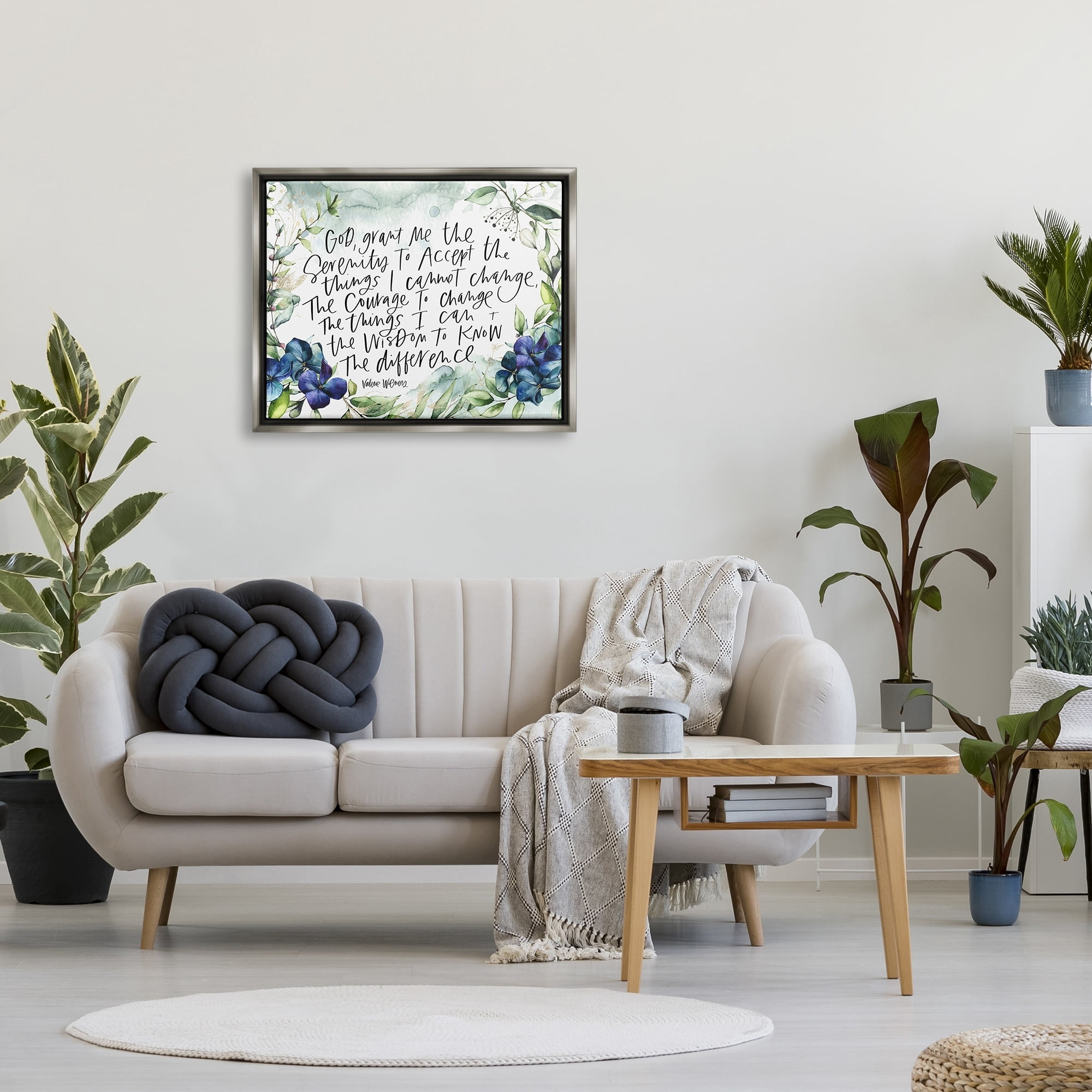 Stupell Industries Religious Perseverance Quote Floral Watercolor Painting Effect Graphic Art Luster Gray Floating Framed Canvas Print Wall Art, Design by Valerie Wieners