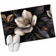 thumbnail image 2 of 2x3 Door Mat Rug, Black Gold Flower Non-Skid Rubber Backing Large Rectangle Rugs - Living Room Bedroom Home Office, Gradient Luxurious Floral Botanical Indoor Floor Mat Carpets Washable Rug, 2 of 9