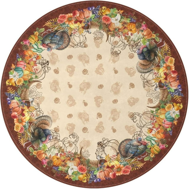 Round Thanksgiving Tablecloth 60 Inch, Thanksgiving Turkey Harvest Tablecloth Round, Thanksgiving Table Cloths Round, Thanksgiving Round Table Cover Decor