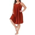thumbnail image 4 of Agnes Orinda Plus Size Nightgowns for Women Sleeveless Sleepwear Wide Strap Sleepshirts Pleated Scoopneck Nightshirt 4X Red, 4 of 6