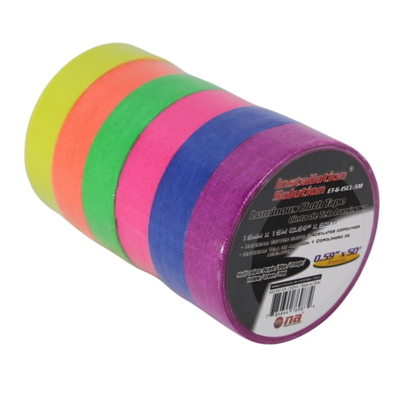 Multi-Color 0.59" x 50 Ft Luminous Cotton Cloth High Heat Harness Copolymer Tape