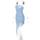 thumbnail image 4 of Vestido Mini vestido de malla de orillo fibroso con hombros descubiertos Traje de vacaciones asimétrico para mujer Ygjytge Azul T S para Mujer, 4 of 9