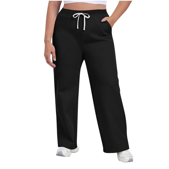 Sweatpants Women Sevevn Women's Plus Size Sweatpants Drawstring Wide Leg Baggy Sweat Pants with Pockets
