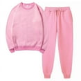 thumbnail image 2 of Pants for Women Solid Round Neck Pullover Casual Sports Pants Sports Set 2 Piece Sets for Women, 2 of 5
