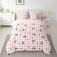 thumbnail image 3 of Homewish Kawaii Pink Buffalo Twin Bedding Sets 7-Piece for Kids, Princess Bowknot Bow Bedding Comforter Set, Love Heart Reversible Sheet Sets, Lightweight Room Decor, 3 of 8