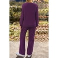 thumbnail image 4 of Women's 2 Piece Outfits Fuzzy Fleece Pajama Set Long Sleeve Top Wide Leg Pants Loungewear, 4 of 17