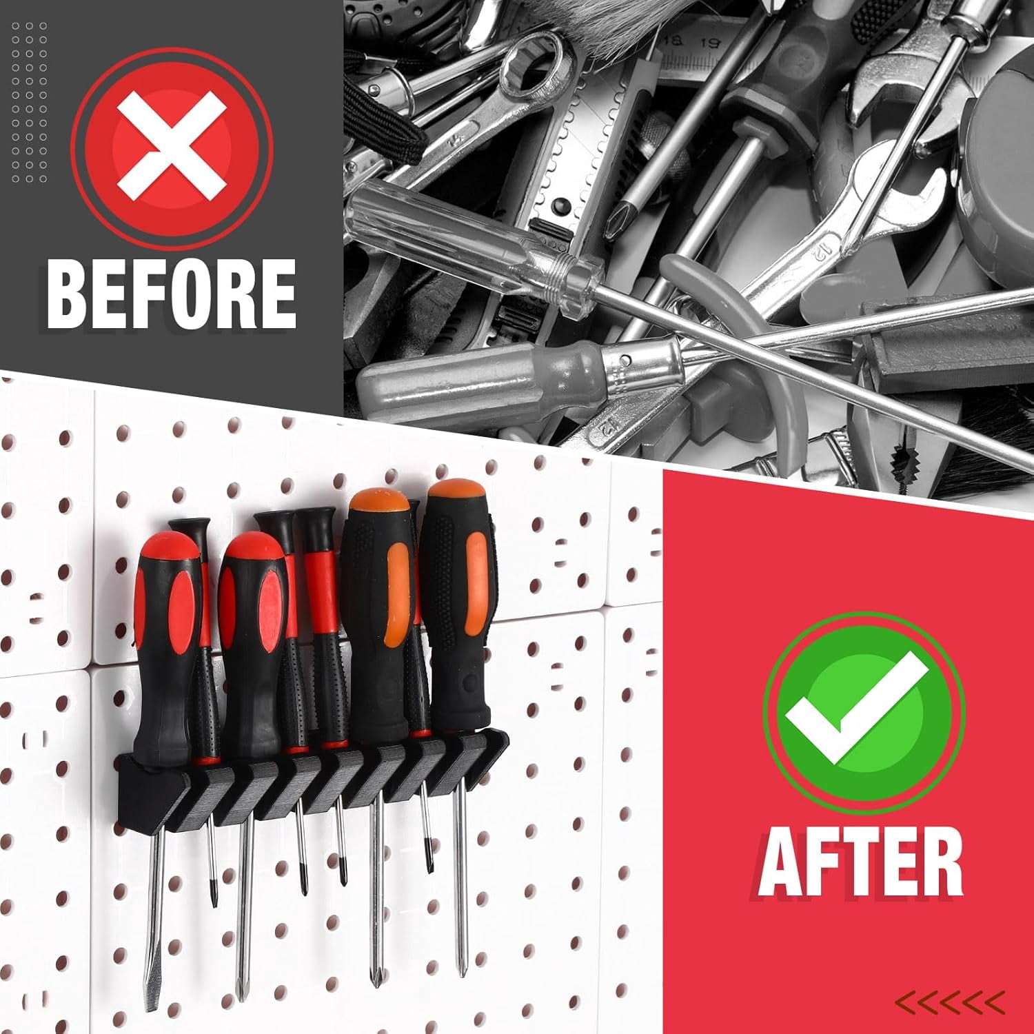 1 Pcs Pegboard Screwdriver Holder Pegboard Organizer Accessories Eight Tool Organizer Racks for Pegboards Pliers Multi-tool Holder Shop Store (Black)