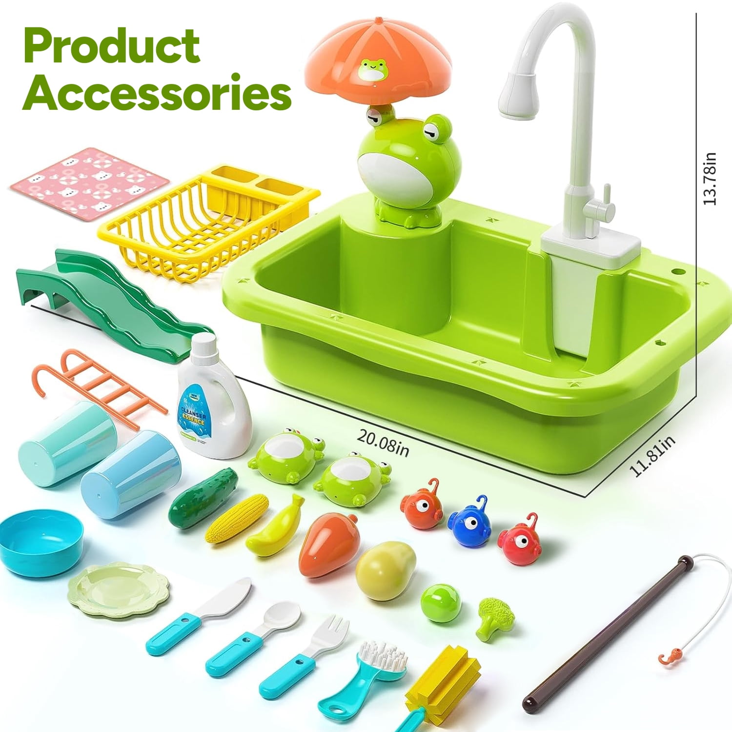 LieGorJi Play Sink with Running Water, Kitchen Kids Sink Toys with Fishing Game, Dishwasher Play Set for Floating Pool Water Play, Birthday Gifts for 1 2 3 4 5 6 7 8 Year Old