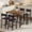 Retro color, variant on Dining Table Set for 4 with Footrest and Backrest, 4 Upholstered Bar Stools, Includes Corner Protector for Small Spaces, Retro Brown Style