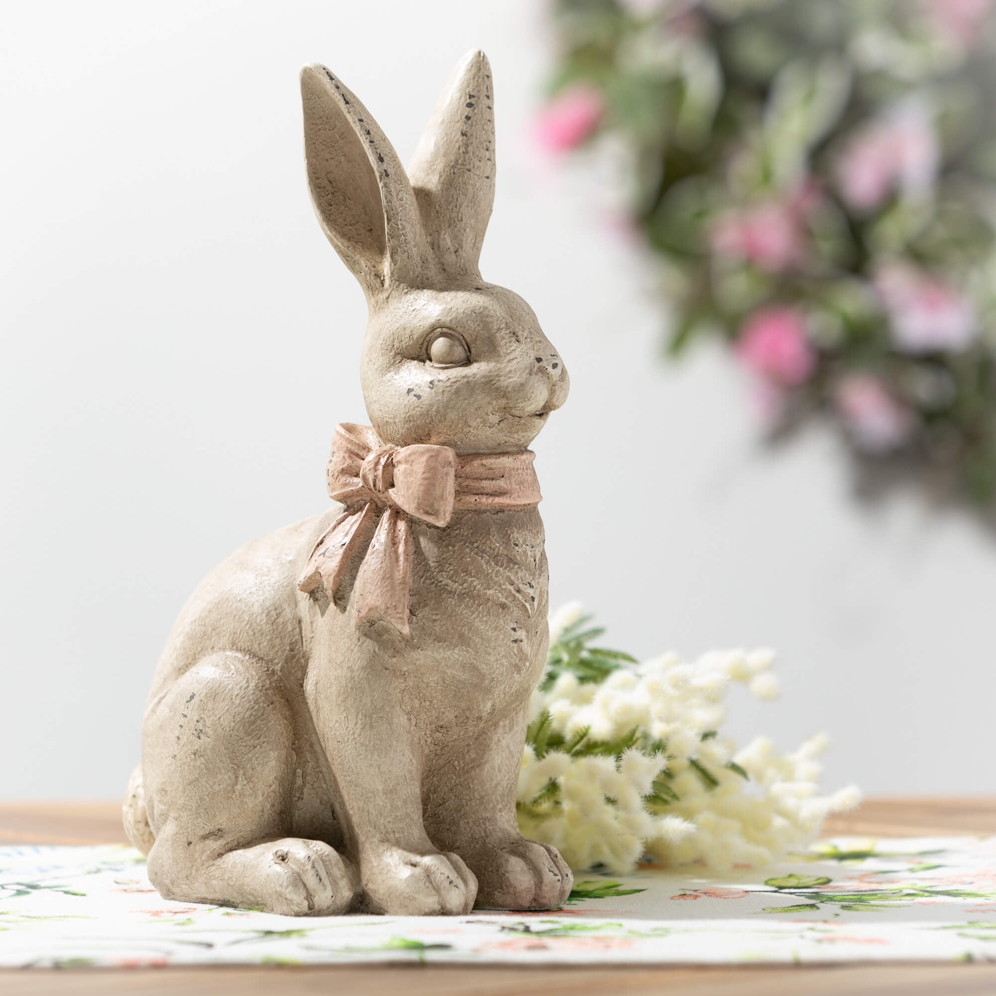 Sullivans 12" Vintage White Bunny Figurine, Resin