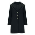 thumbnail image 4 of Olyvenn Trench Coat Women Fall Winter Notched Lapel Blazers Plus Size Soild Wool Blend Overcoats Single-Breasted Pea Coat Black L, 4 of 6