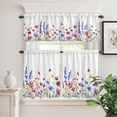 thumbnail image 6 of Purple Blue Pink Flower Curtain Valances Set Watercolor Bee Plant Wildflower Kitchen Curtains 24&nbsp;inch Length Rod Pocket Valance and Tiers 3 Piece Set Small Bedroom Bathroom Laundry Decor, 6 of 9