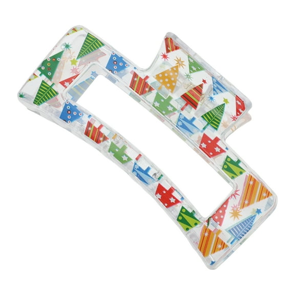 Unique Bargains 1 Pc Christmas Hair Clips Square Tree Hairdo Clip for Christmas 3.35"x1.77"x1.57" Clear