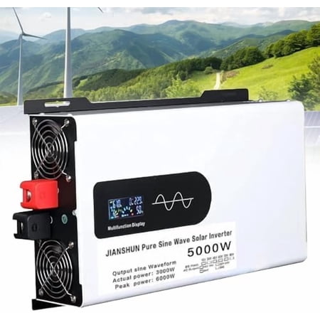 5000W Hybrid Solar Inverter 12V 24V 48V 60V 72V DC to 110V 220V AC Converter with LCD Screen Display, Pure Sine Wave Inverter for Truck, Home, Vehicles, Laptop, Trip,72V-5000W$$Garden & Patio