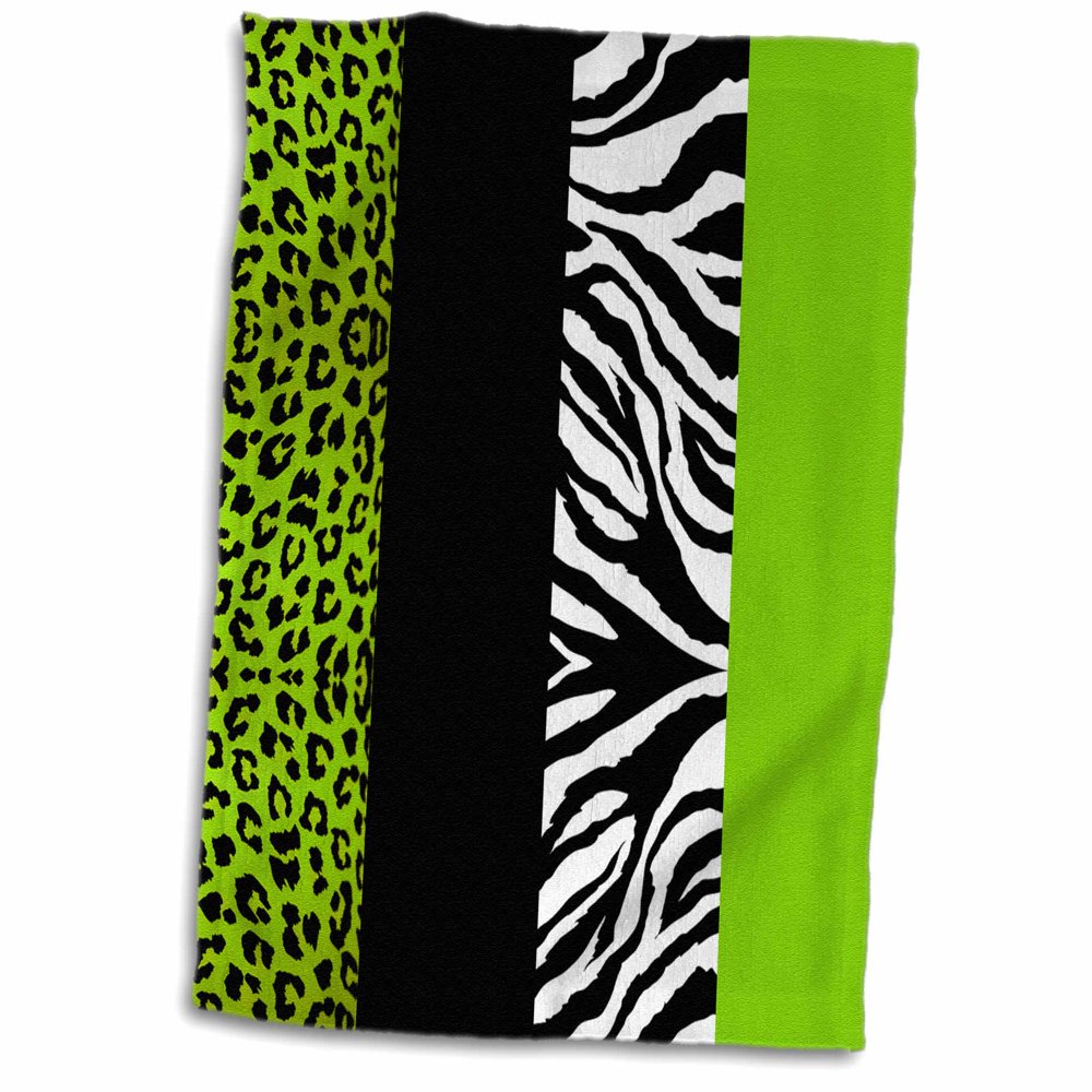 3dRose Lime Green Black and White Animal Print Leopard and Zebra