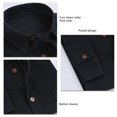 thumbnail image 5 of Camisa de manga larga para hombre Camisa con botones y cuello vuelto de color puro a la moda con bolsillo para citas, 5 of 5