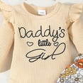 thumbnail image 6 of NOLDARES Infant Newborn Baby Girl Clothes Set 3Pcs Romper Pants Headband Long Sleeve Fall Winter Everyday Outfits,Khaki,0-3 M, 6 of 8