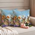 thumbnail image 2 of Easter Rabbits Pillow Covers 2 Pack Watercolor Spring Eggs Floral Blue Sky Grass Pillowcase Waterproof Outdoor Throw Pillow Cover for Patio Garden Square Cushion 18”x18”, 2 of 9