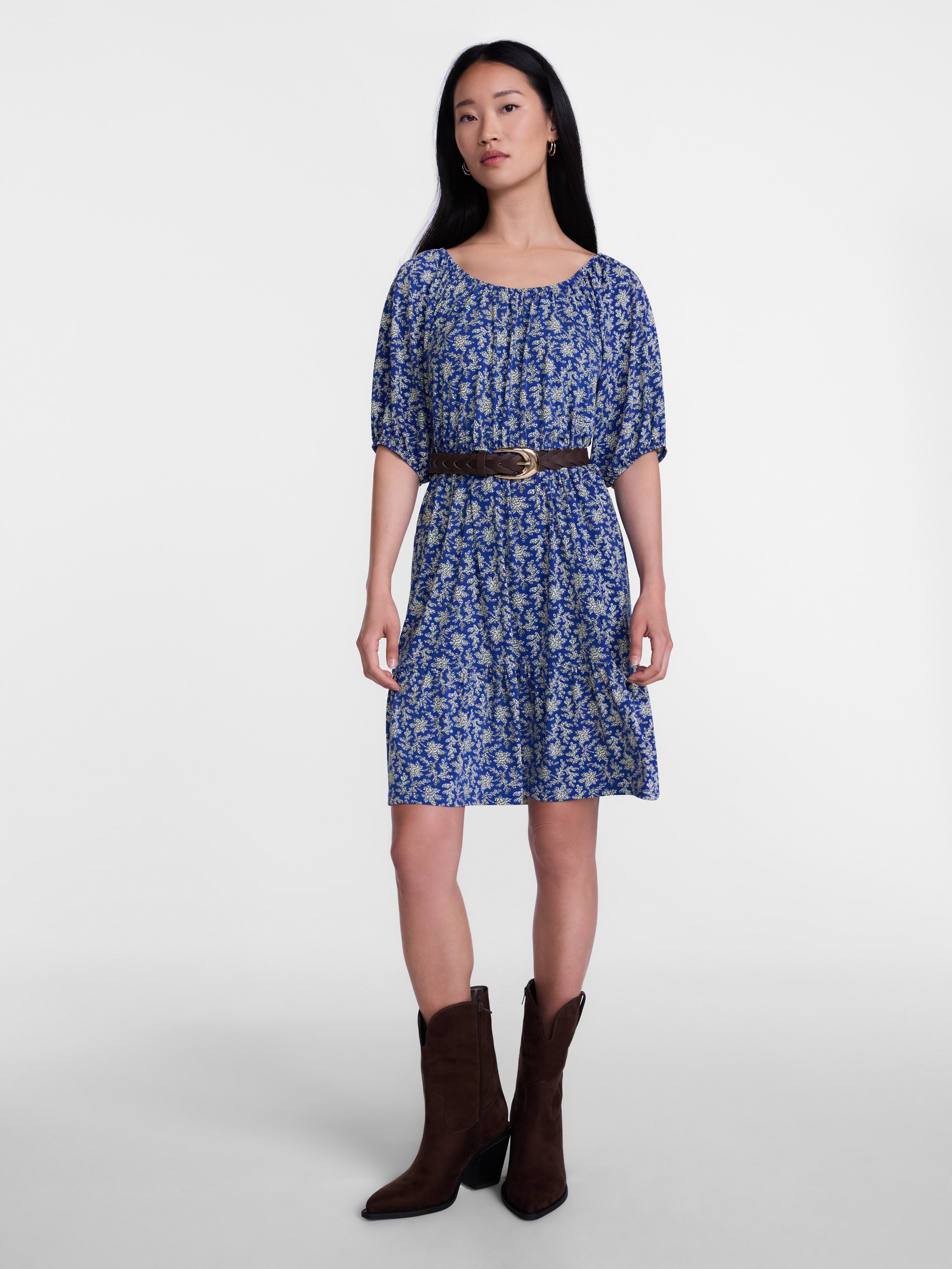 Scenario Women's Mini Dress with Shirred Waist, Sizes XS-XXXL