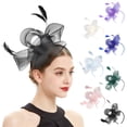 thumbnail image 5 of Yeetfub Derby Headband Tea Party Hats Church Hats Hat for Women Wedding Flower Cocktail Mesh Hair Clip Tea Party Headband ky Derby Hats Wedding Hats for Women,Purple, 5 of 5