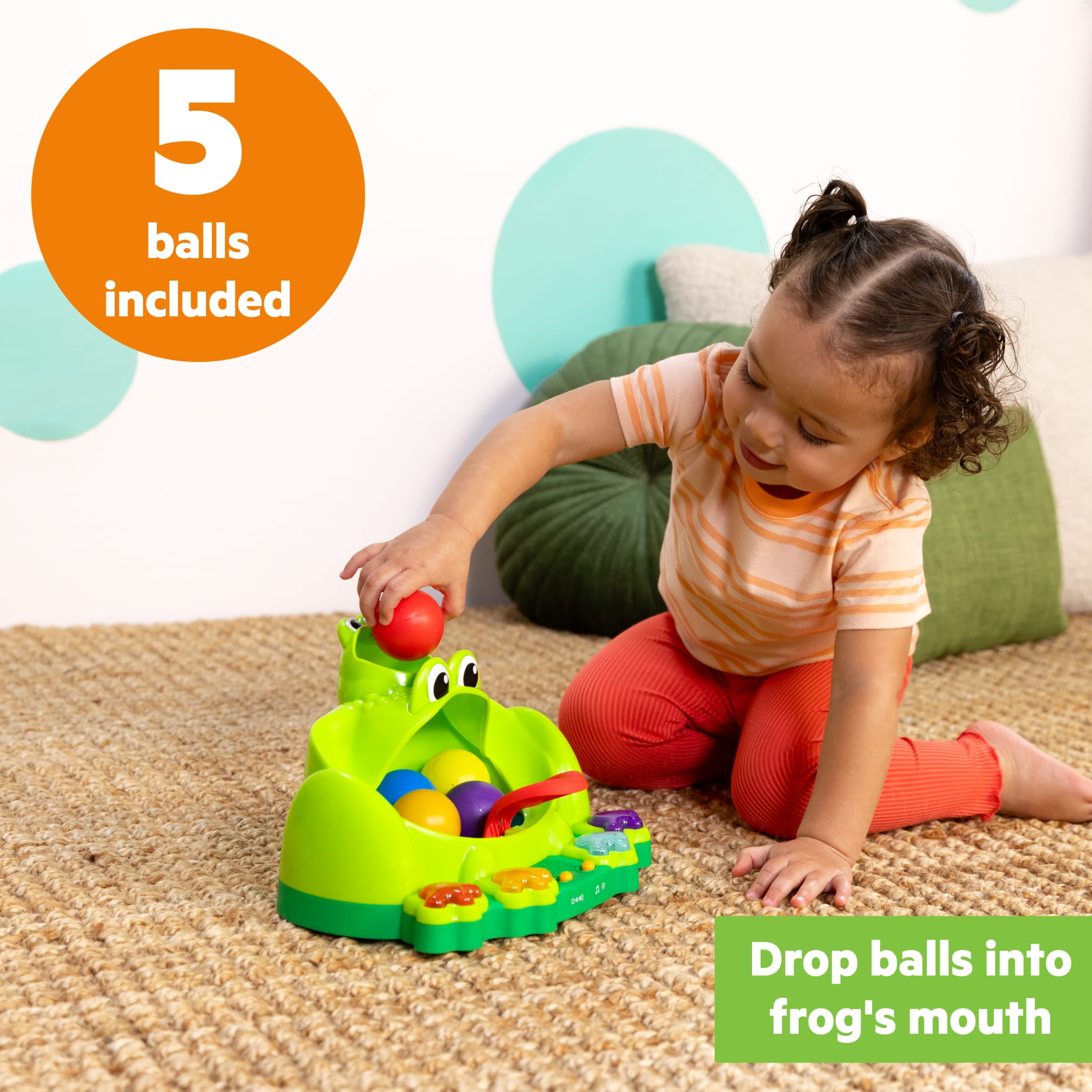 Bright Starts Poppin' Ball Frog Ball Play Toy, Unisex, Infant