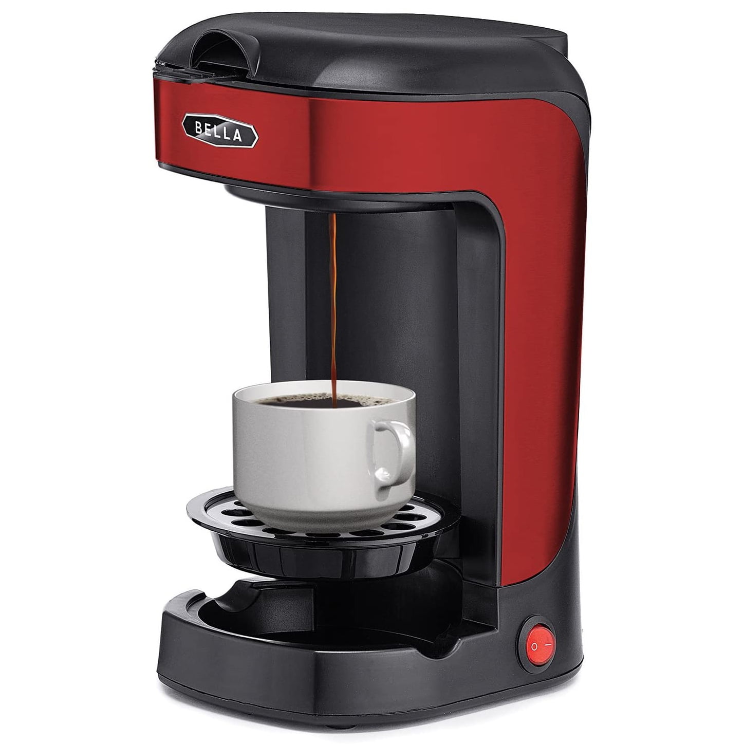 Bella 15 oz. Dual Brew Single Serve Coffee Maker with Auto Shutoff - Matte Red