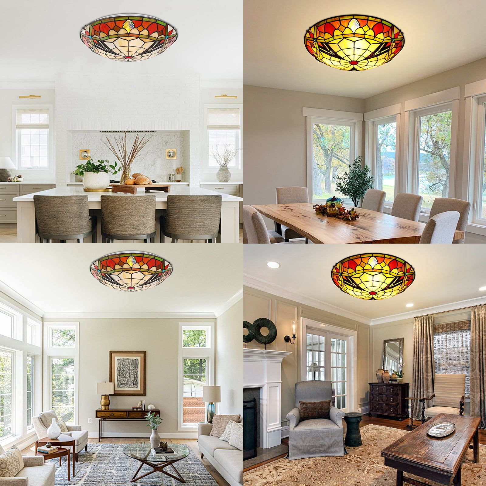 Stained Glass Ceiling Light, Ceiling Light Fixture for ‎Indoor 15.74*4.72in
