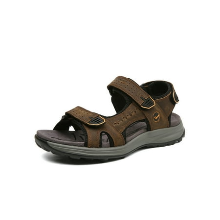 

UKAP Men Beach Shoes Quick Dry Sport Sandals Open Toe Sandal Lightweight Mens Summer Adjustable Strap Dark Brown 10.5