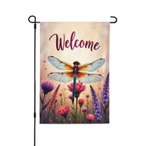 Welcome Dragonfly Garden Flag 12x18 Inch Double Sided Spring Summer Floral Garden Decor Beautiful Insect & Flowers Yard Flag For Outdoor Patio Lawn