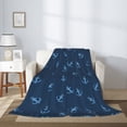thumbnail image 2 of Throw Blanket for Couch Sofa and Bed, cool navyblue anchor Super Soft Plush Throw Blanket, Fuzzy Cuteness Comfy Warm Washable Flannel Blanket & Throws for All Season 80"x60", 2 of 5