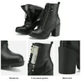thumbnail image 5 of Dream Pairs Women's Fashion Round Toe Heel Ankle Boots Stacked Zipper Work Ankle Boots SILVERADO BLACK Size 12, 5 of 5