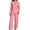 Pink, variant on Women 2 Piece Pajama Set Heart Print Long Sleeves Button Down Lapel Shirt Long Pants Matching Sets Loungewear Pink L