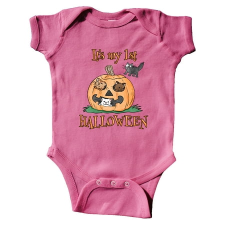 

Inktastic It s My 1st Halloween Kittens in a Pumpkin Gift Baby Boy or Baby Girl Bodysuit