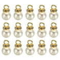 thumbnail image 1 of Unique Bargains Pendentifs Perles Factices 8 mm, Lot de 100 Perles Rondes Imitation Perle avec Strass, Beige Doré, 1 of 6