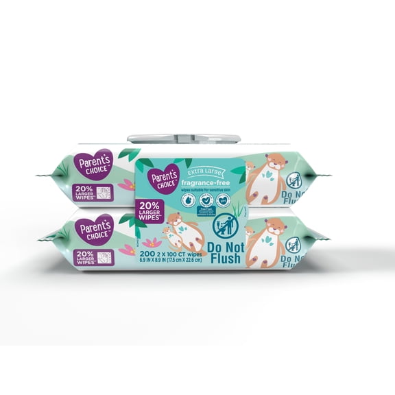 Parent's Choice Fragrance-Free XL Baby Wipes 200 Count