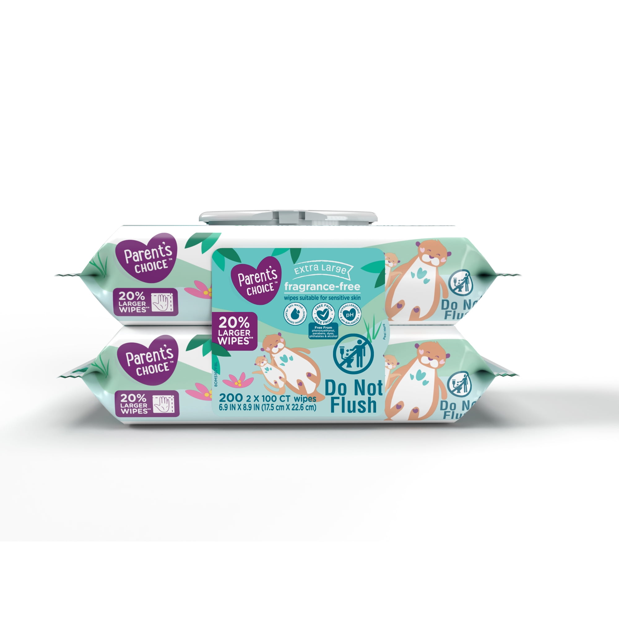 Parent's Choice Extra Large Fragrance-Free Baby Wipes, 200 Count