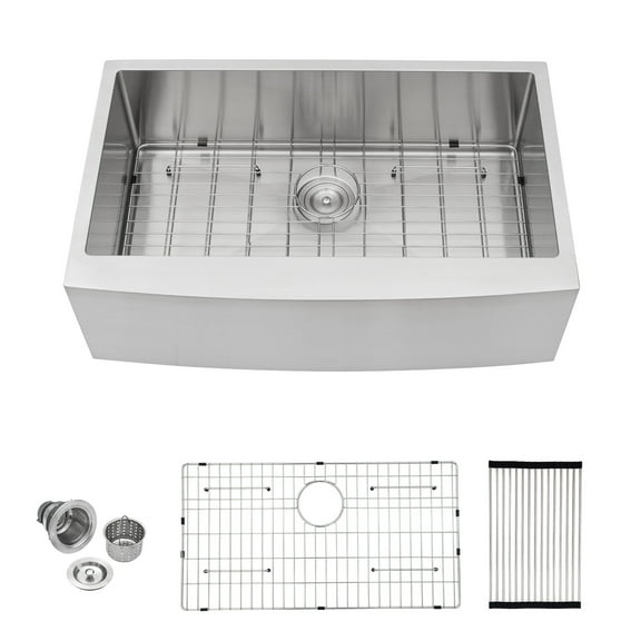 Kichae 33 Inch Farmhouse Apron Front Kitchen Sink 16 Gauge Stainless Steel Single Bowl