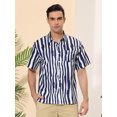 thumbnail image 2 of Camisa manga corta botones estampados irregulares Blanco azul marino T M, 2 of 6