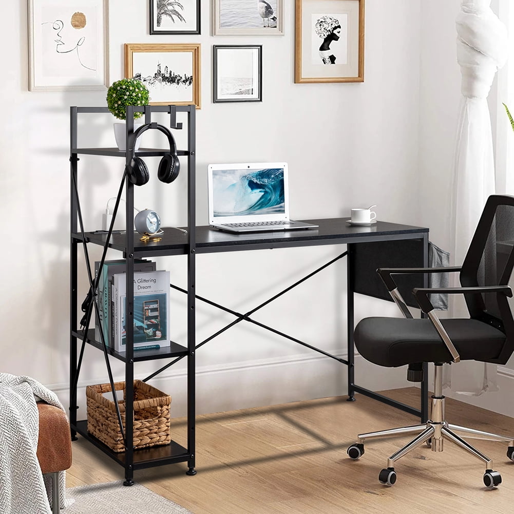 Kadyn Computer Desk, Side Storage Desk with Non-woven Bag and USB Power Port, Durable Study Table for Home, Black Kadyn Computer Desk, Side Storage Desk with Non-woven Bag and USB Power Port, Durable Study Table for Home, Black