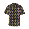 thumbnail image 3 of Easygdp Mardi Gras Shiny Green Purple Men's Hawaiian Shirts Print Lapel Short Sleeve for Beach, vacation, party, casual occasions - XX-Large, 3 of 9