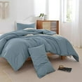 thumbnail image 5 of Dusty Blue Comforter Set Queen, 3pcs(1 Boho Blue Comforter & 2 Pillowcases) All Season Soft Bedding Lightweight Bedspread Blanket Quilt, 5 of 9