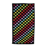 5.96 Cotton Beach Towel, 28x60, Mainstays, Rainbow Hearts