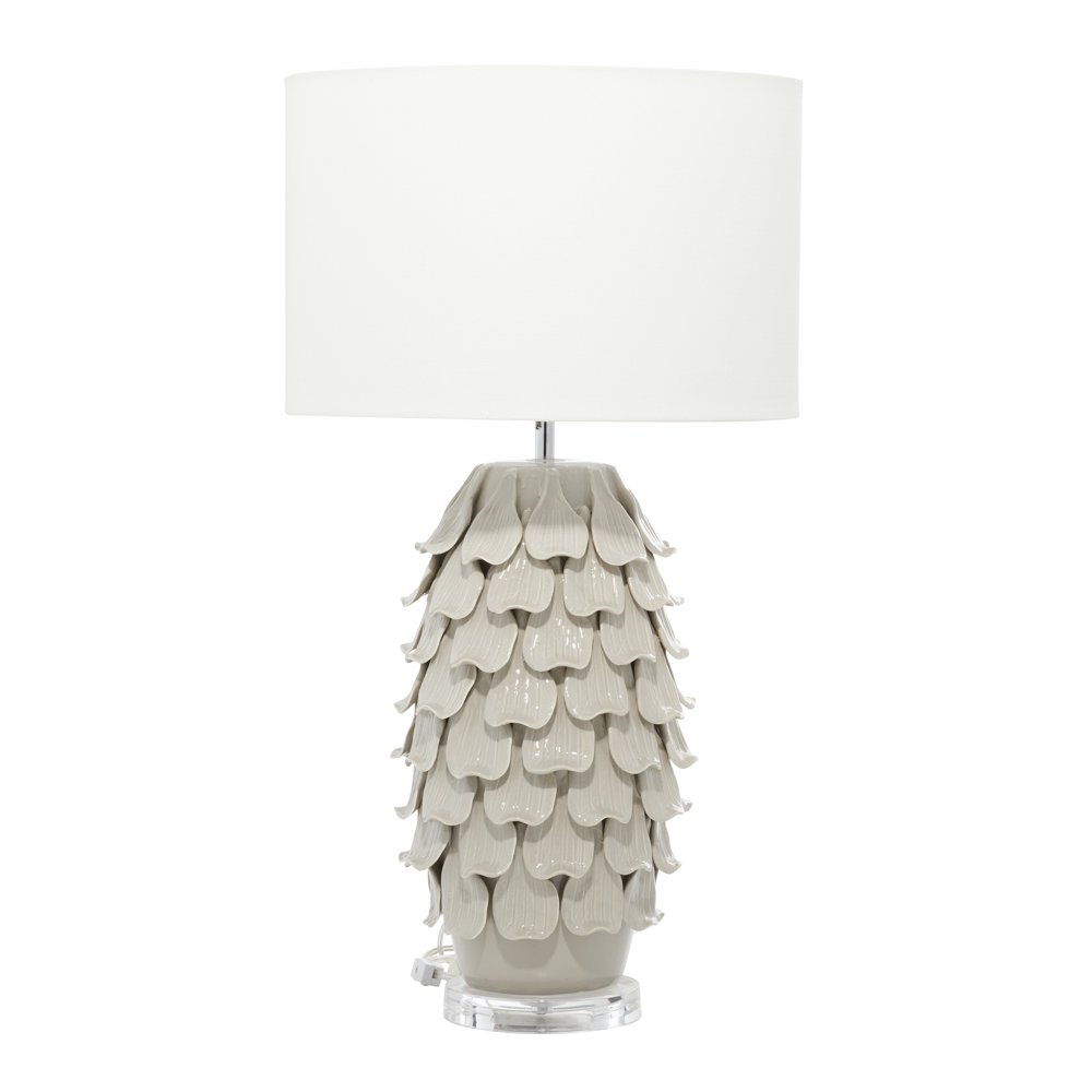 DecMode Grey Rustic Ceramic Table Lamp with Shade, 28"H