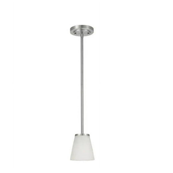 Open Box Hampton Bay Helena 4.7 in 1-Light Brushed Nickel Mini Pendant with Frosted Glass Shades
