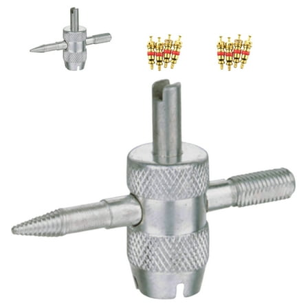 MLINS 2 Sets Tire Valve Tools 4-in-1 Valve Core Tool Multifunctional Valve Wrench for Automobile Tire Stem Core Remover Installer repair