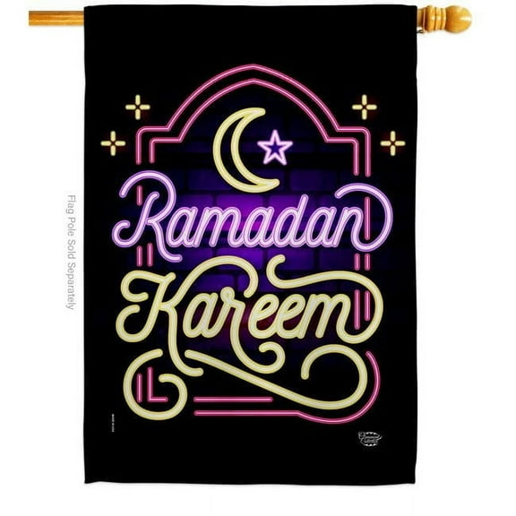 Ornament Collection H192493-BO Lightful Ramadan Kareem Religious Double-Sided Garden Decorative House Flag, Multi Color