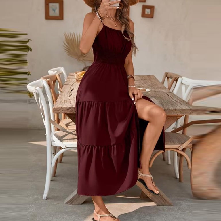 chinese dress ladies [FINAL SALE] SUPER STRETCHY MILKMAID DRESS WITH RUFFLES main image 1