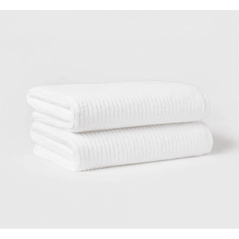 4pk Quick Dry Ribbed Hand/Wash Towel Set White - Threshold™