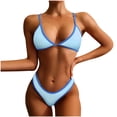 thumbnail image 2 of BONIXOOM Swimsuit Women Tankini Elastic Solid Bikinis Bikini Summer Swimwears on Clearance Light Blue Size 8, 2 of 8