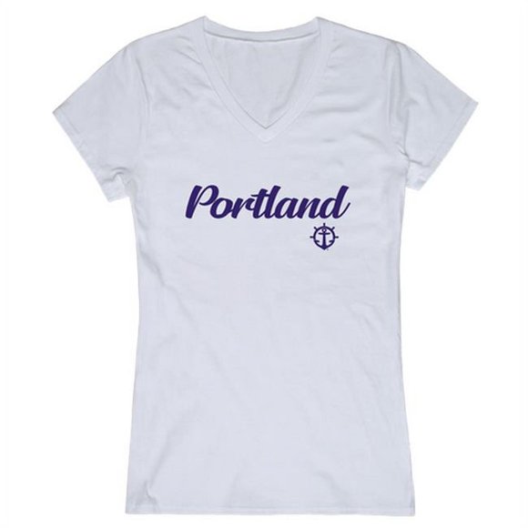 Université de Portland Script T-Shirt pour les Femmes & 44; Blanc - Petit